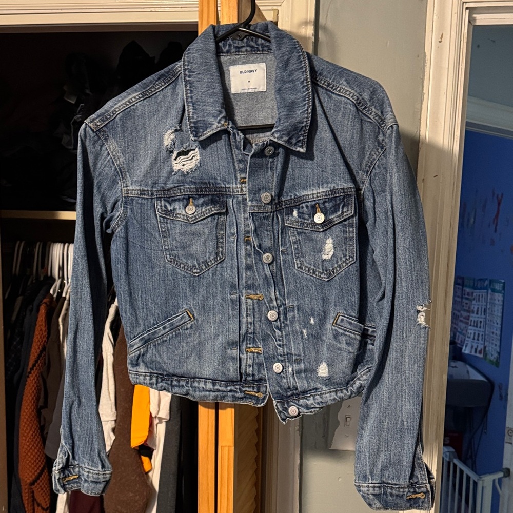 Old Navy Distressed Blue Jean Jacket